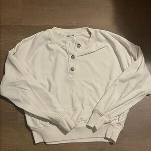 Women’s Cream Sweater with Button Detail